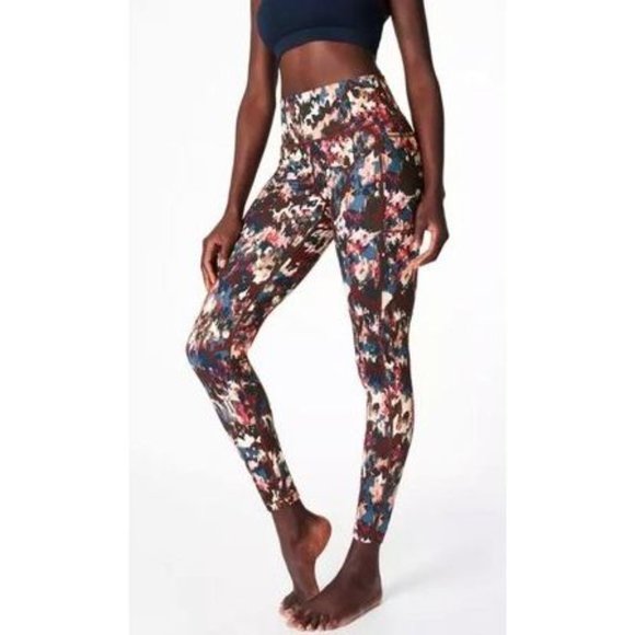 Sweaty Betty Pants - Sweaty Betty Super Sculpt Pocket 7/8 Leggings Abstract Floral Print High-Rise XS